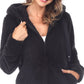 Jaqueta Sherpa com Capuz Feminina White Mark Preta Tamanho Grande