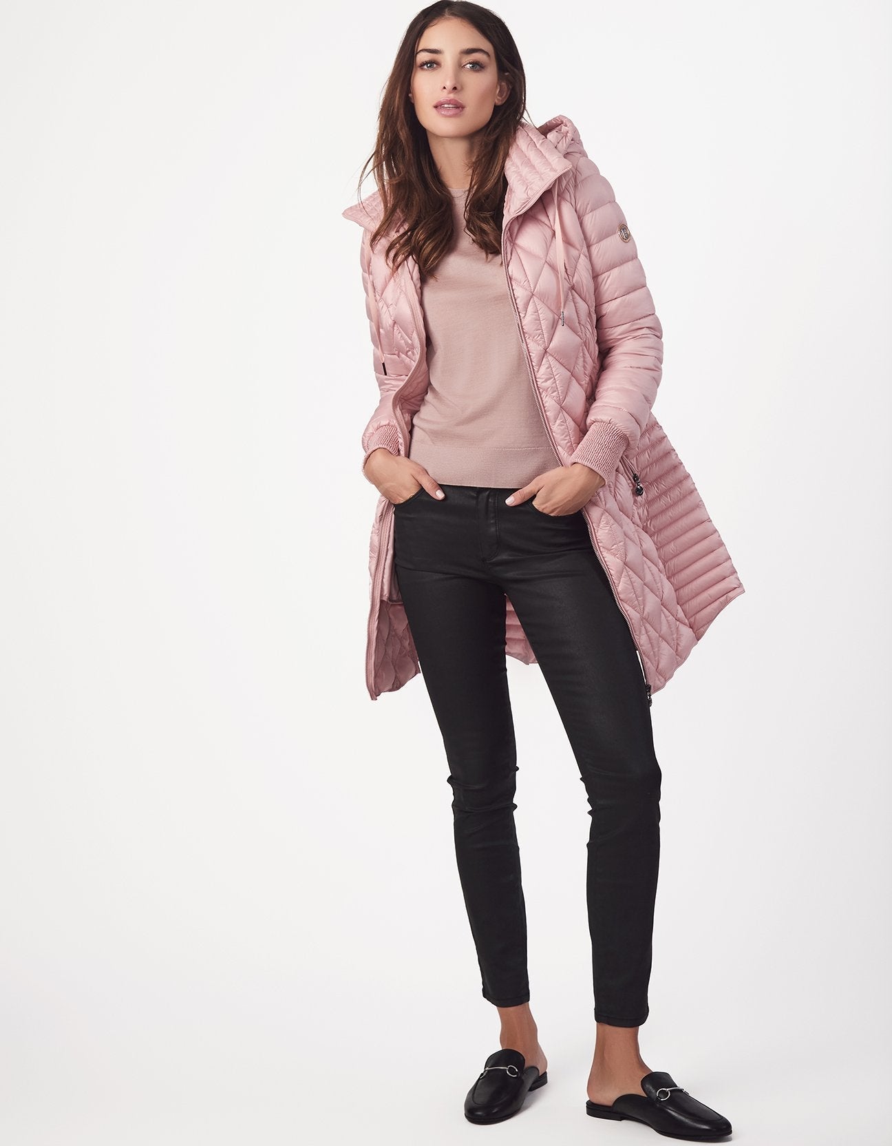 Casaco acolchoado com capuz Bernardo feminino - rosa, tamanho médio