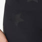 Leggings femininas Terez com estampa de estrela, pretas, tamanho médio