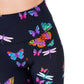 Leggings femininas Terez com estampa de borboleta 7/8 pretas, tamanho extrapequeno