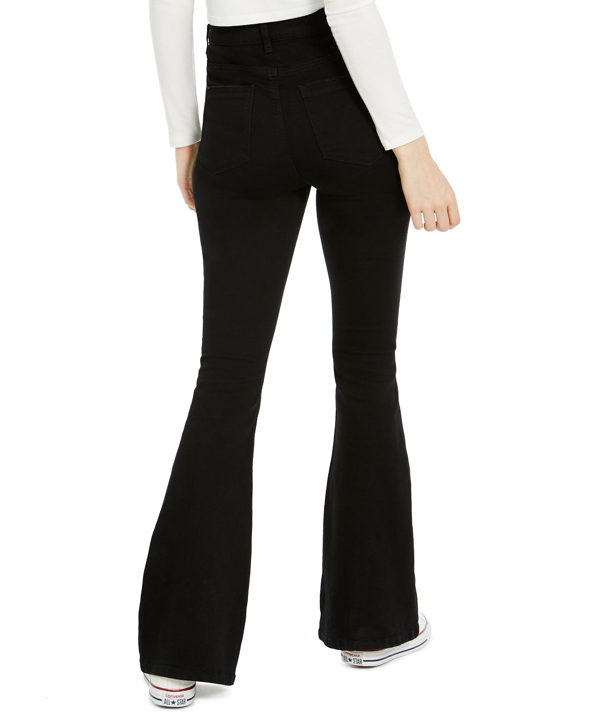 Calça jeans flare rasgada Indigo Rein Junior, preta, tamanho 7