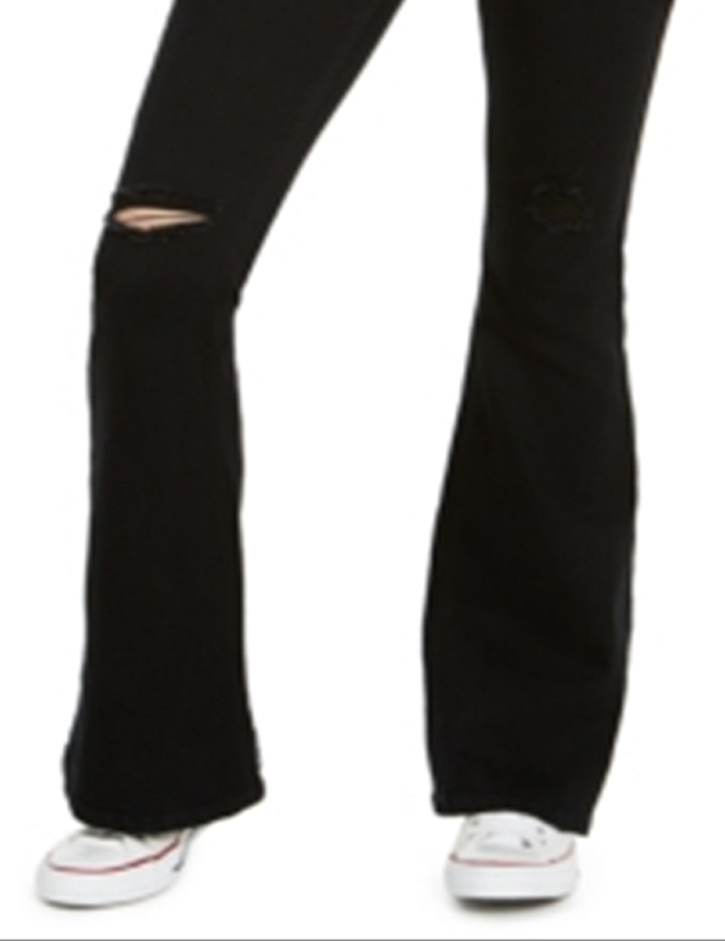Calça jeans flare rasgada Indigo Rein Junior, preta, tamanho 7