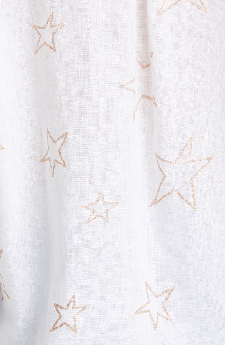 Camisa de botões Rails feminina com estampa de estrela Charli em mistura de linho, branca, tamanho M