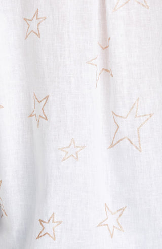 Camisa de botões Rails feminina com estampa de estrela Charli em mistura de linho, branca, tamanho M