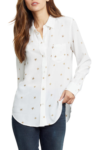 Camisa de seda com estampa de estrela Kate feminina Rails, tamanho XL