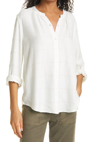 Blusa camponesa de manga comprida xadrez metálica Eloise para mulheres Rails, tamanho XS