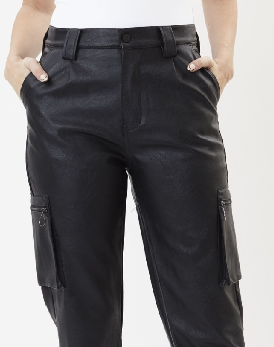 Calça jogger feminina Kancan de cintura alta, preta, tamanho 11