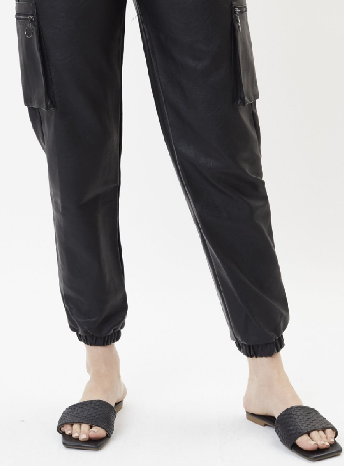 Calça jogger feminina Kancan de cintura alta, preta, tamanho 11