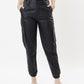 Calça jogger feminina Kancan de cintura alta, preta, tamanho 11