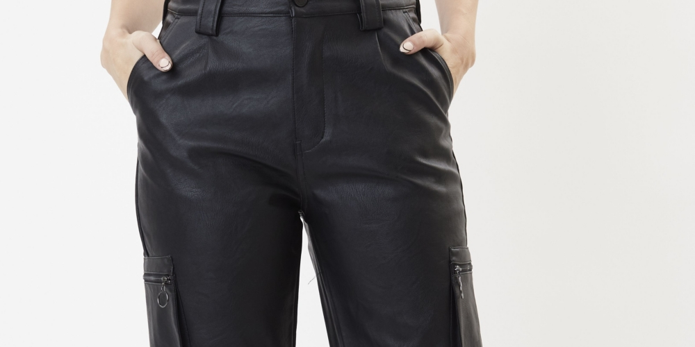 Calça jogger feminina Kancan de cintura alta, preta, tamanho 11