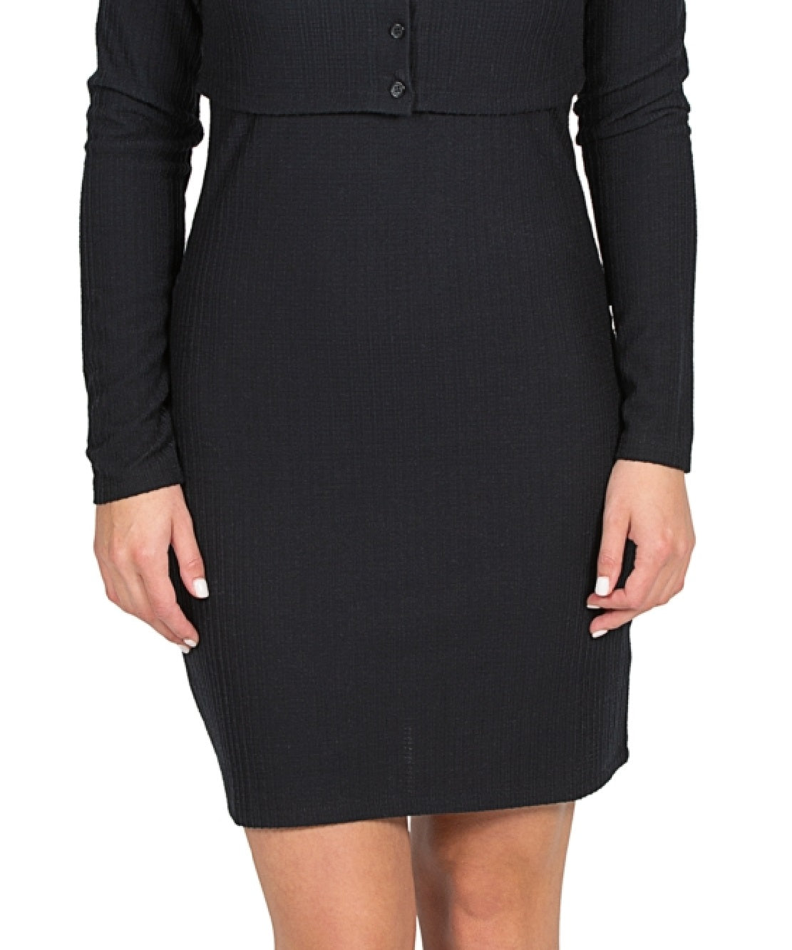 Cardigan feminino Hippie Rose com botões, sem mangas, gola redonda, vestido preto, tamanho médio