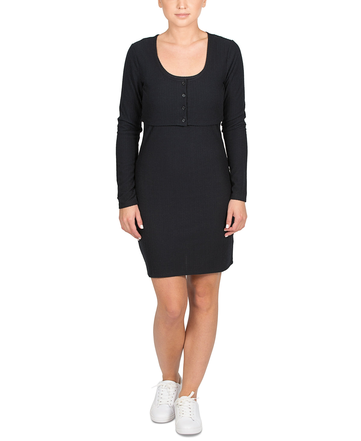 Cardigan feminino Hippie Rose com botões, sem mangas, gola redonda, vestido preto, tamanho médio