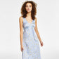 Vestido midi com decote em V e ajuste evasê Hippie Rose Junior, azul, tamanho médio
