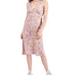 Vestido midi feminino com estampa floral Hippie Rose, roxo, tamanho extragrande