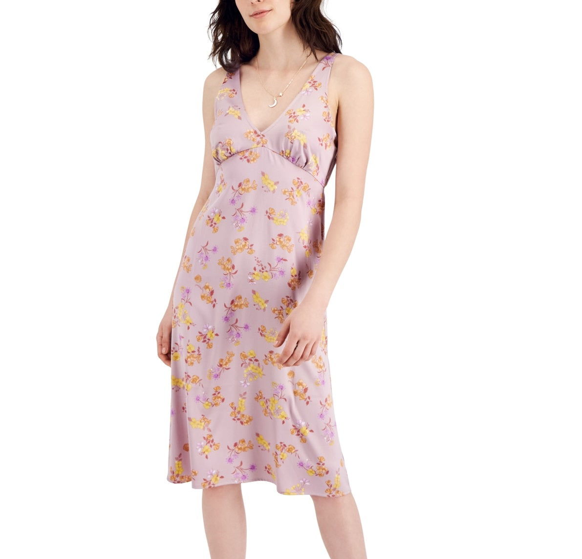 Vestido midi feminino com estampa floral Hippie Rose, roxo, tamanho extragrande