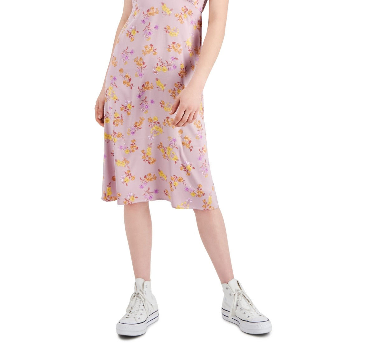 Vestido midi feminino com estampa floral Hippie Rose, roxo, tamanho extragrande