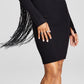 E agora este vestido justo feminino de malha canelada e ombros de fora, preto, tamanho X-S