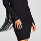 E agora este vestido justo feminino de malha canelada e ombros nus, preto, tamanho XL