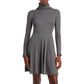 Vestido curto texturizado de gola alta feminino Aqua, cinza, tamanho pequeno