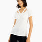 Camiseta feminina LNA com decote redondo, branca, tamanho pequeno
