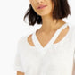 Camiseta feminina LNA com decote redondo, branca, tamanho pequeno