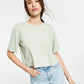 Camiseta curta feminina LNA Yara Cotton, verde, tamanho grande