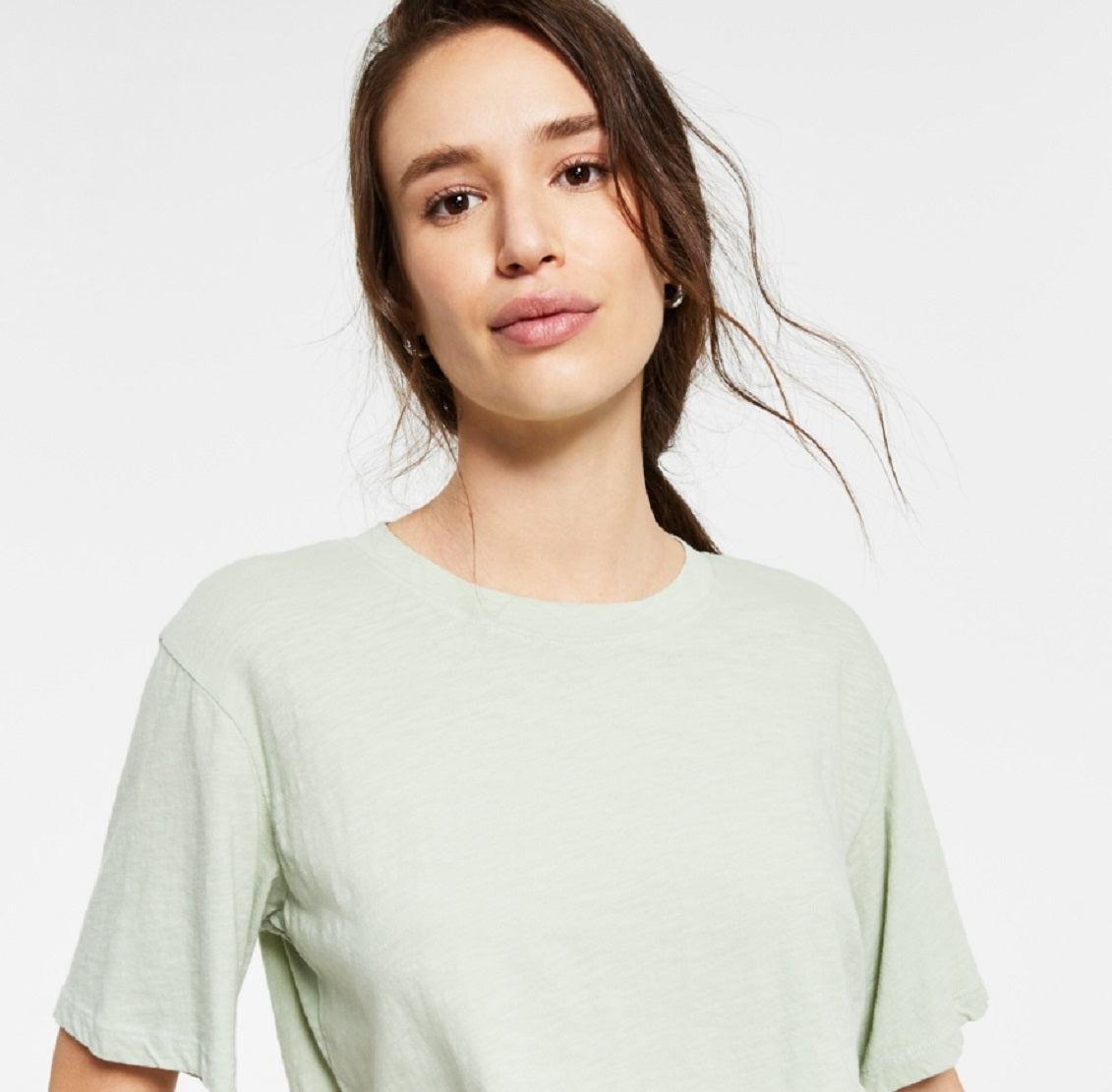 Camiseta curta feminina LNA Yara Cotton, verde, tamanho grande