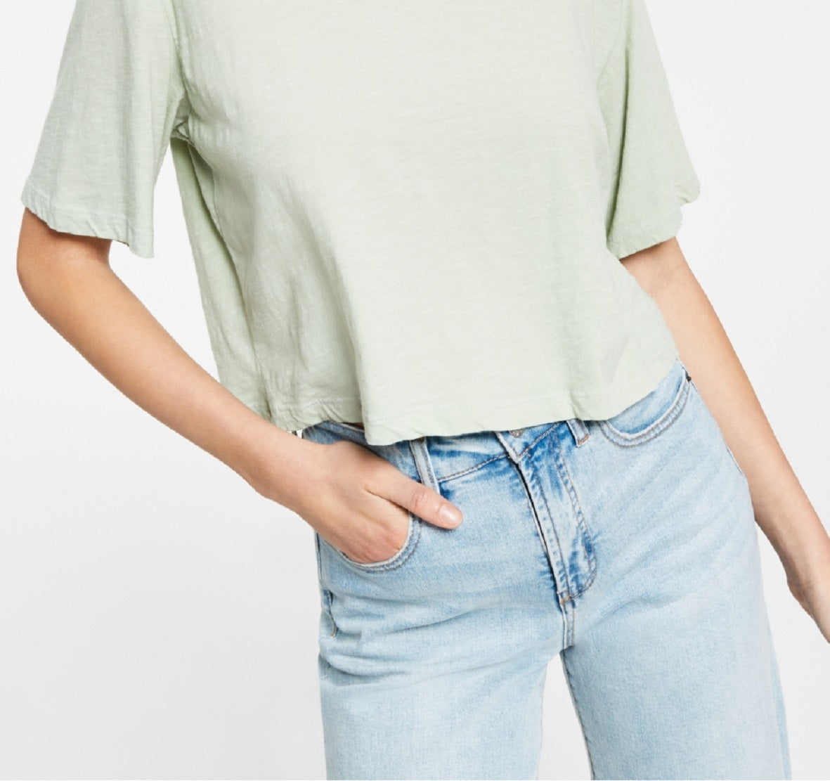 Camiseta curta feminina LNA Yara Cotton, verde, tamanho grande