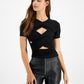 LNA Eternity Faux Wrap Top Feminino Preto Tamanho Médio