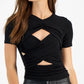 LNA Eternity Faux Wrap Top Feminino Preto Tamanho Médio