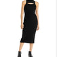 Vestido feminino LNA Liri com recorte sem mangas e nervuras MIDI, preto, tamanho pequeno