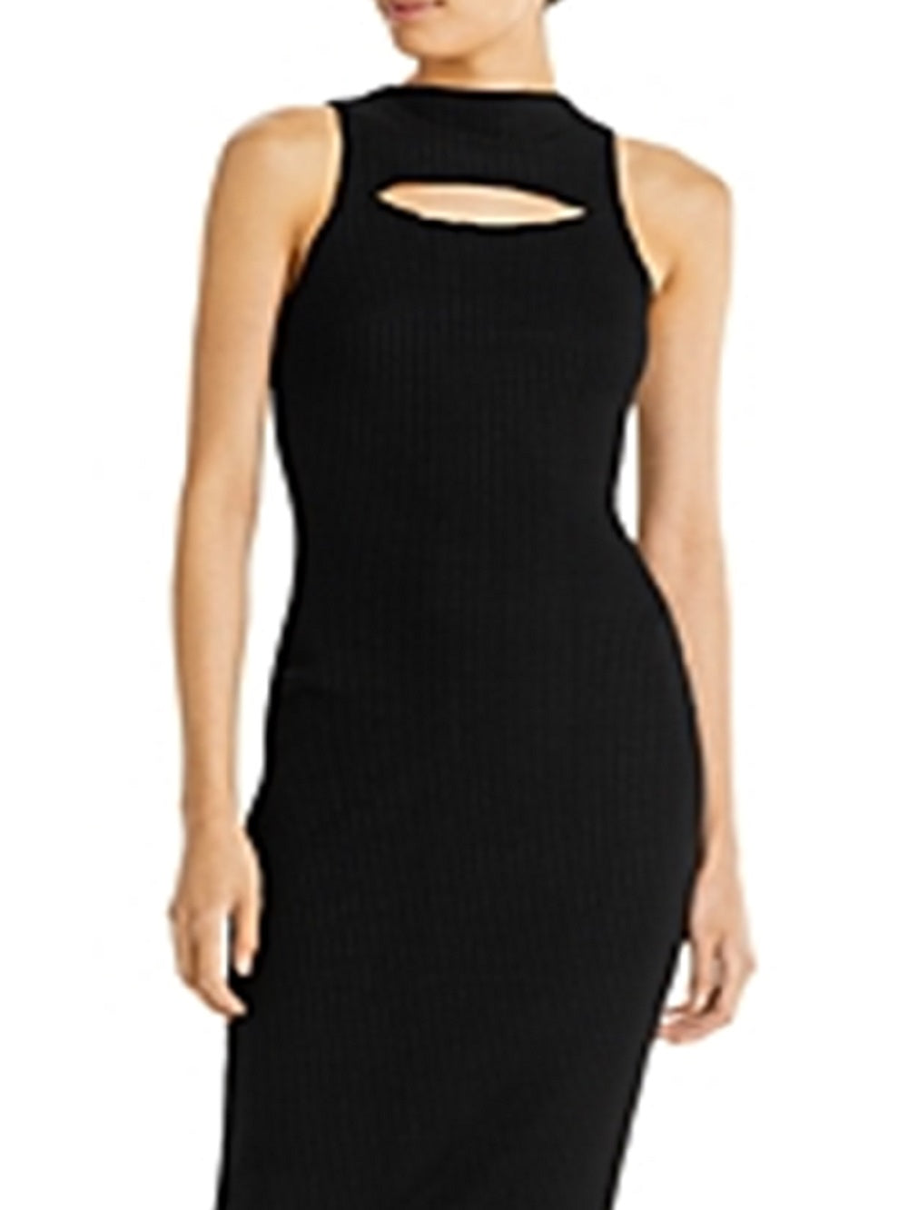 Vestido feminino LNA Liri com recorte sem mangas e nervuras MIDI, preto, tamanho pequeno