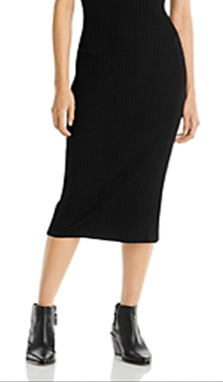 Vestido feminino LNA Liri com recorte sem mangas e nervuras MIDI, preto, tamanho pequeno