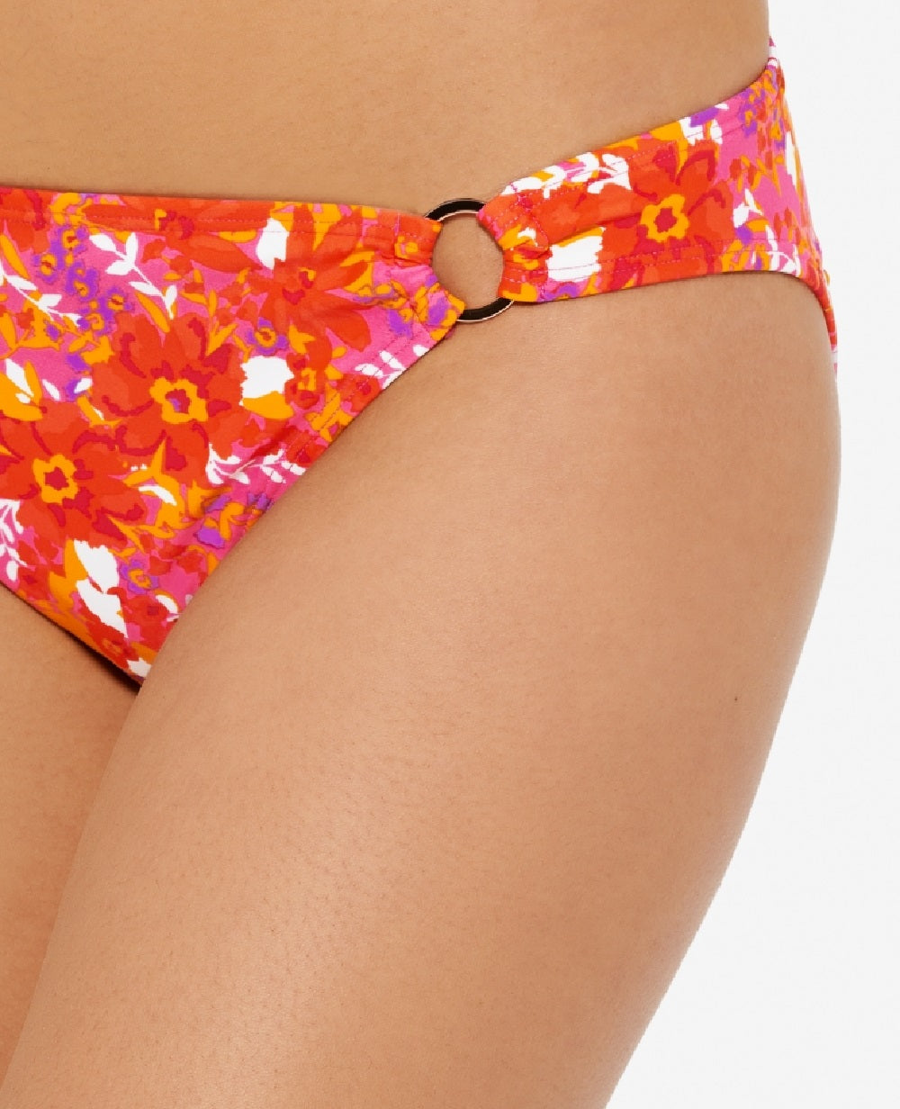 Calcinha de biquíni Hula Honey feminina Bold Bouquet Ring laranja tamanho grande