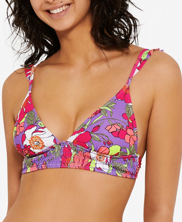 Biquíni Hula Honey Junior's Impressionist Bloom, top de natação roxo, tamanho extrapequeno