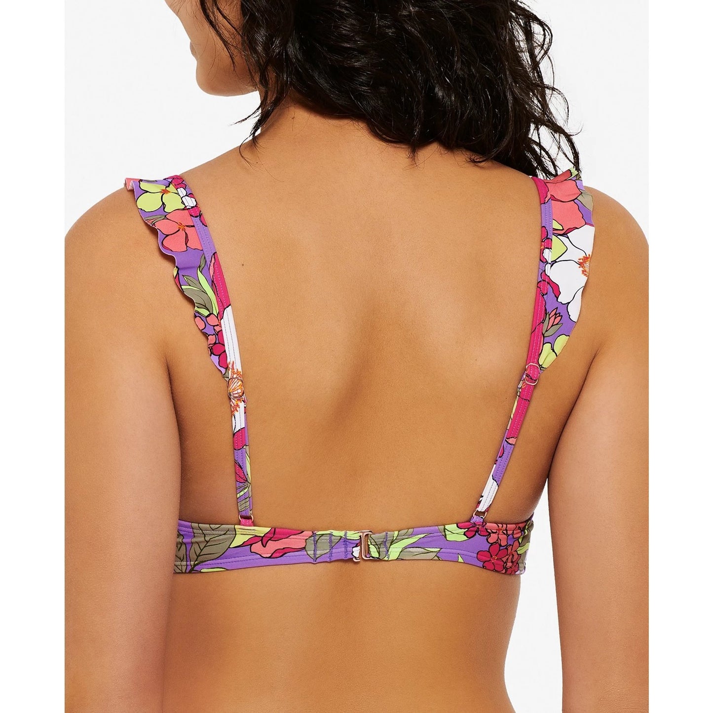 Biquíni Hula Honey Feminino Júnior Multi Impressionista Bloom Top de Natação Roxo Tamanho Médio