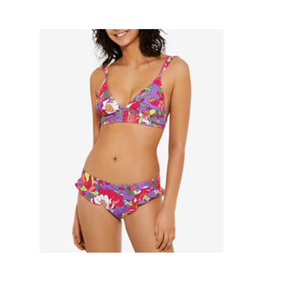 Biquíni Hula Honey Feminino Júnior Multi Impressionista Bloom Top de Natação Roxo Tamanho Médio