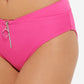 Calcinha de maiô feminina Hula Honey com cintura alta elástica, frente em V, forrada, zíper, cobertura total, rosa