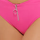 Calcinha de maiô feminina Hula Honey com cintura alta elástica, frente em V, forrada, zíper, cobertura total, rosa