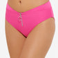 Calcinha de maiô feminina Hula Honey com cintura alta elástica, frente em V, forrada, zíper, cobertura total, rosa