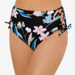 Calcinha de biquíni feminina Hula Honey Flourishing Floral cintura alta preta tamanho X-G