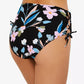 Calcinha de biquíni feminina Hula Honey Flourishing Floral cintura alta preta tamanho X-G