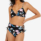 Calcinha de biquíni feminina Hula Honey Flourishing Floral cintura alta preta tamanho X-G