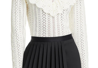 Cardigan Irina Scalloped Pointelle Branco da Lost and Wander