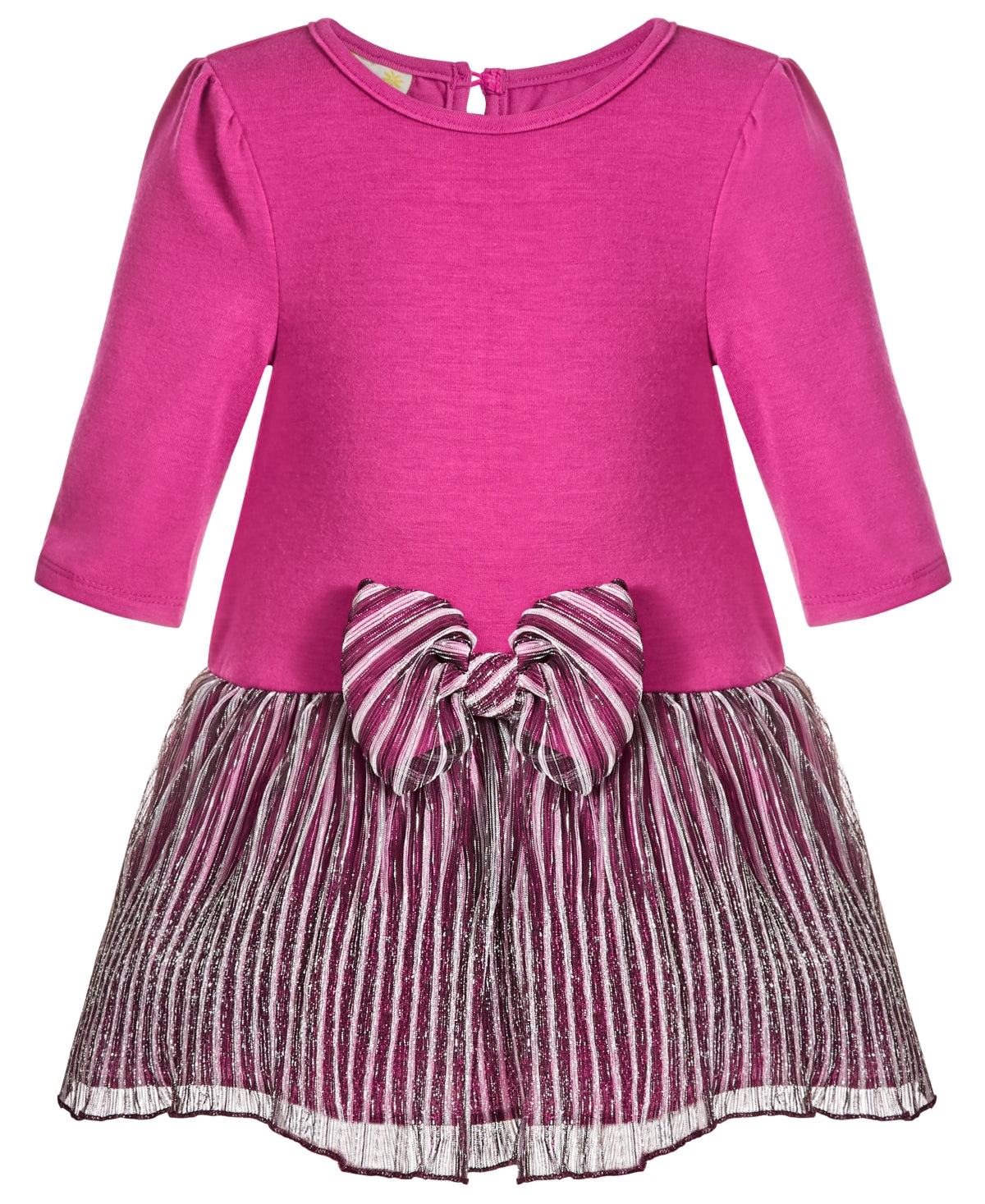 Vestido de malha com corpete e saia de lurex para bebê menina, rosa, tamanho 12 meses