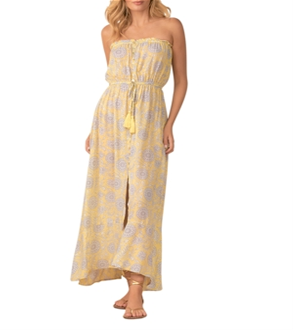 Vestido longo sem alças feminino Elan amarelo tamanho pequeno