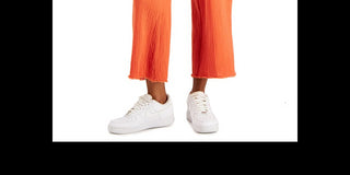 Calça curta feminina Indigo Rein de algodão com gaze larga e cordão, tamanho M, laranja