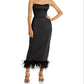Vestido corpete com acabamento em penas Maeve Reilly Aqua feminino, preto, tamanho grande