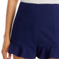 Shorts femininos Aqua com cintura alta e babados, azul, tamanho pequeno
