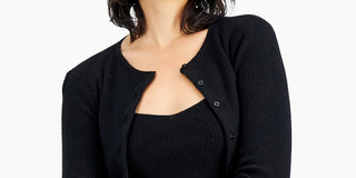 Conjunto de cardigan e top curto Olivia feminino Nia cinza, tamanho M